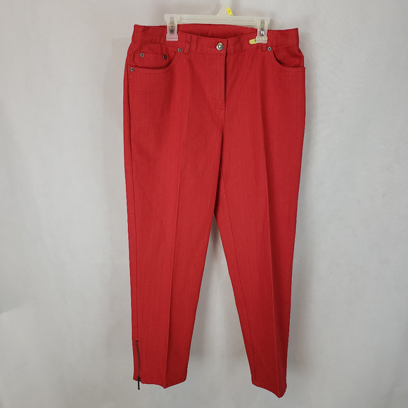 Reduced Ruby Rd 10 Red Skinny Jeans Zip Ankle - Picture 2 of 8